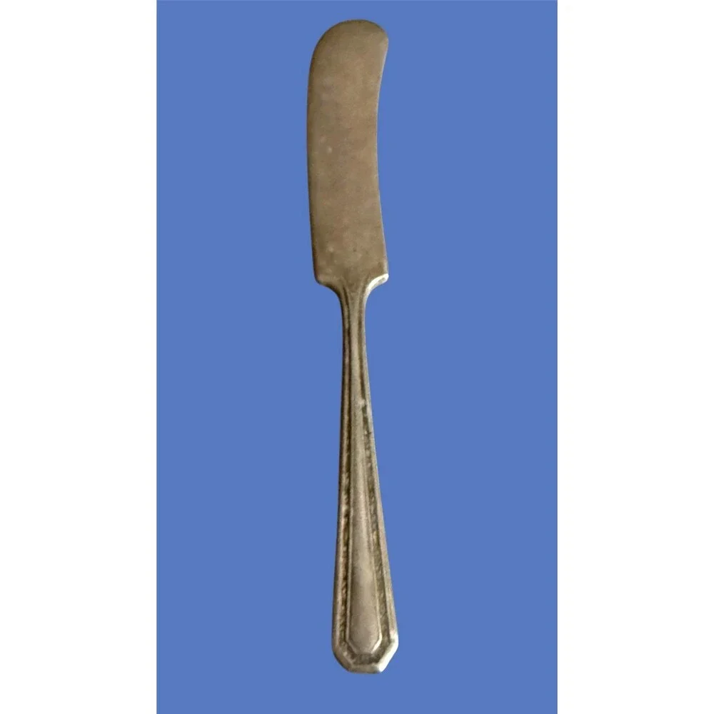 Antique Master Butter Knife Silver Plate Geometric Floral Art Deco VTG 1915‎ 30s
